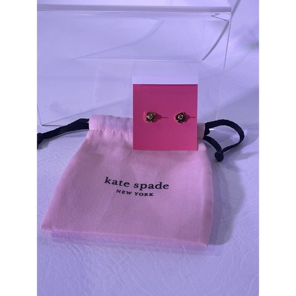 New Kate Spade My Love Cubic Zirconia Heart Stud Earrings Blue. NEW - Picture 3 of 3